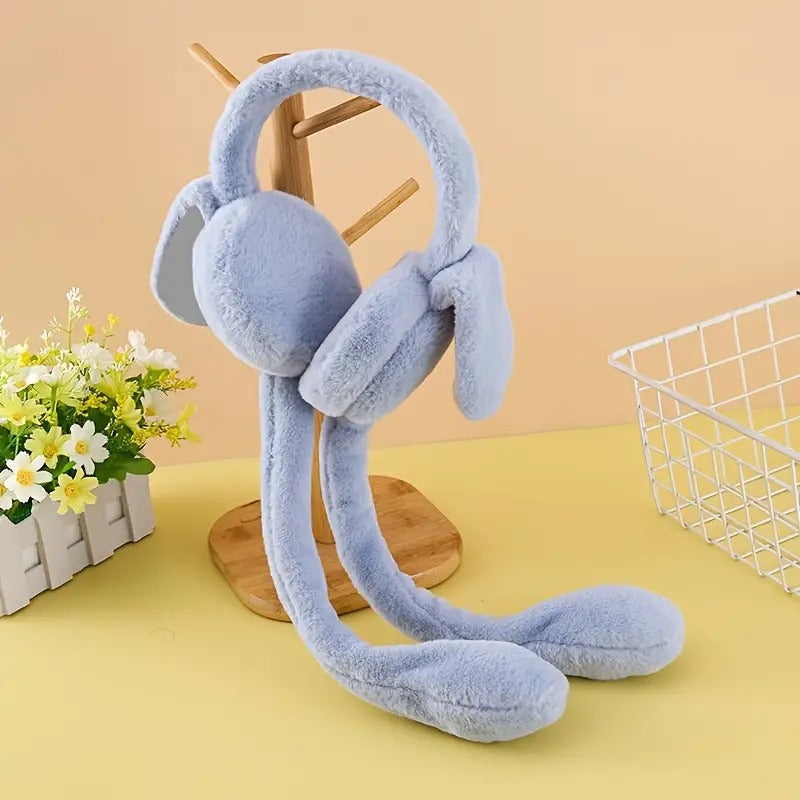 Cute Jumping Rabbit Earmuffs Hat with Moving Ears